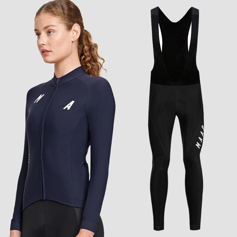 

Racing Sets Women's Spring/Autumn Team Long Sleeve Cycling Jersey Set Bib Pants Ropa Ciclismo Bicycle Clothing MTB Bike, Black;blue