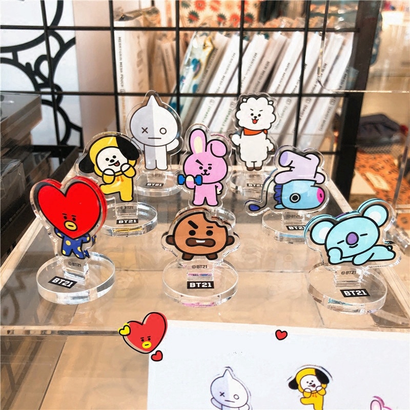 

Kpop Bangtan Boys bt21 TATA CHIMMY SHOOKY COOKY RJ MANG Acrylic Stand Figure Model Mini Standee Figure Doll Display Figure Best Gift