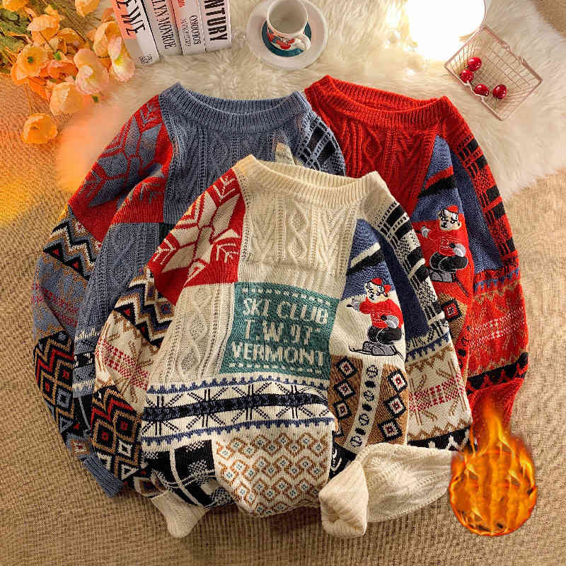 

ugly christmas men autumn casual cartoon lazy harajuku gengar sweater knit streetwear oversized pullover unisex, White;black