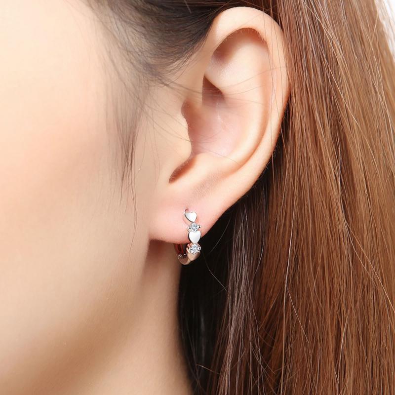 

Hoop & Huggie 2021 Korea Heart-shaped Zircon Geometric Earrings For Women Girls Trends Hanging Party Travel Jewelry Gifts