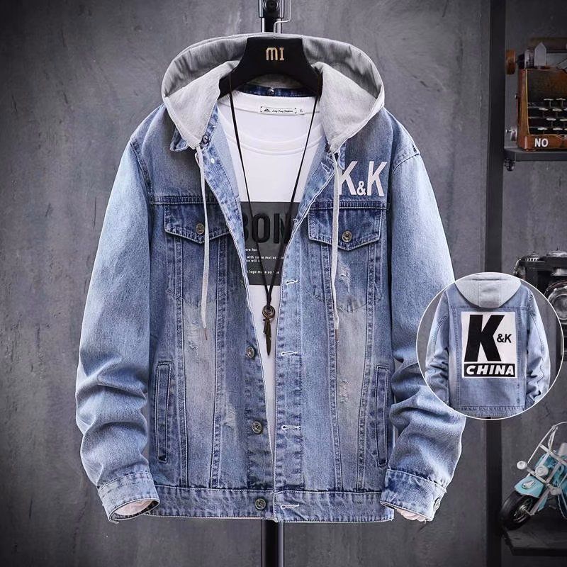 

Men' Jackets Blue jacket jeans with the spring hoodie and autumn of Korean-style men in loose fashion beautiful baseball, Sky blue