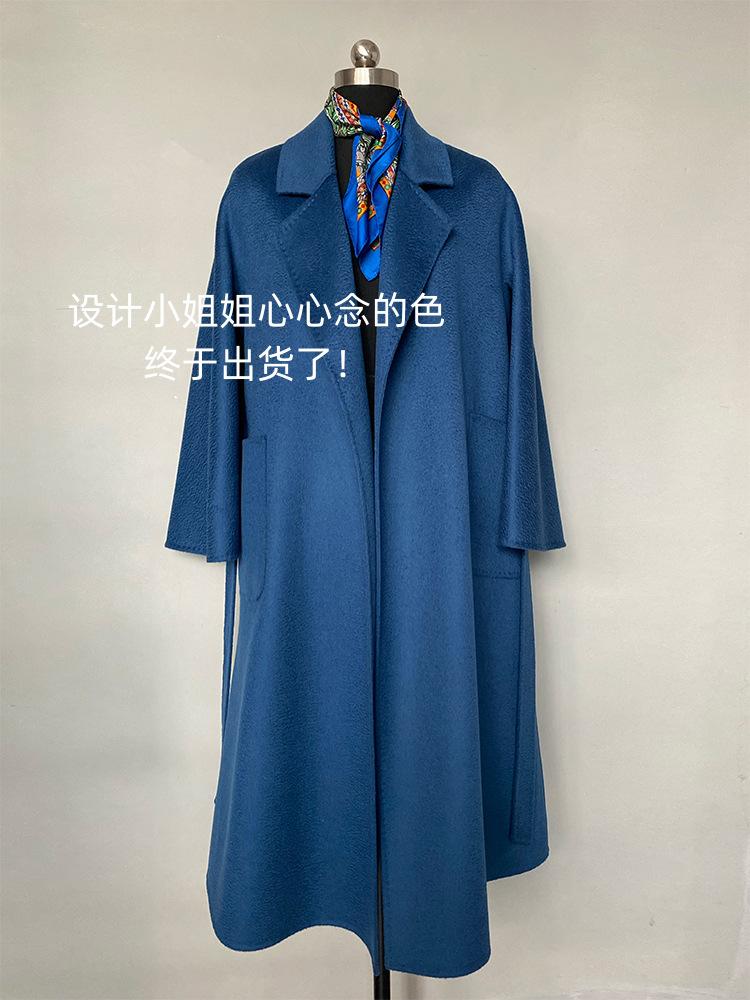 

Women' Wool & Blends Max Home Labbro Bathrobe Water Ripple Double Side Cashmere Coat Long Winter, Camel