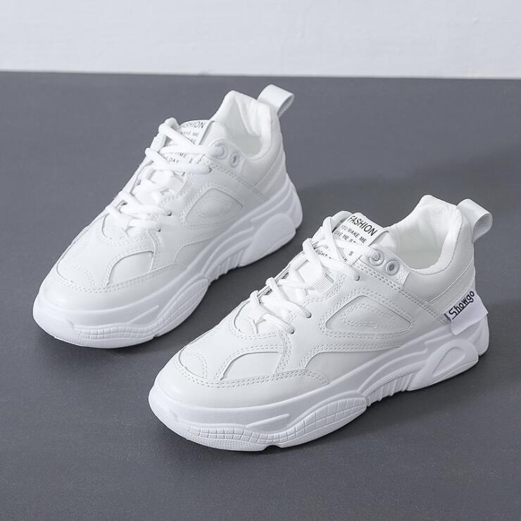 

Womens Chunky Sneakers 2021 Fashion Women Platform Shoes Lace Up Breathable Air Vulcanize Shoes Women Female Trainers Dad Shoes, Beige