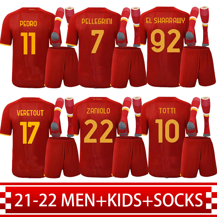 

Soccer jersey ABRAHAM ZANIOLO ROMA PASTORE rome TOTTI KLUIVERT KOLAROV AS 21 22 football shirt+Socks 2021 2022 Men Kids kit uniforms maillot 999, Black