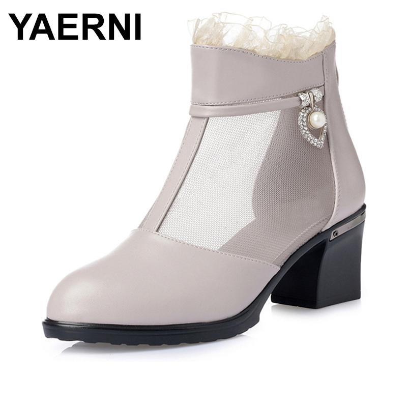 

Genuine Leather Women's Summer Sandals Fashion Platform Dress Lace Mesh Shoes High Heel Black Beige Women