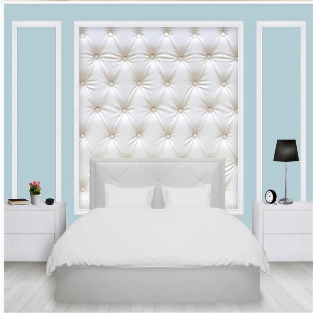 

living style wallpaper White plaster line European embossed leather soft bag wallpapers 3D TV background wall