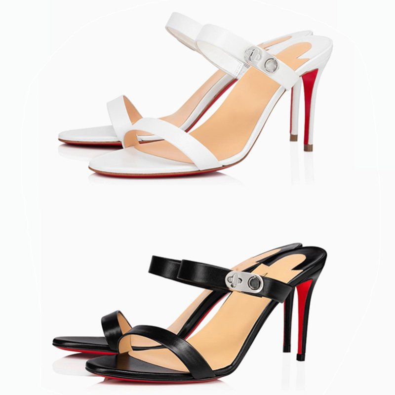 

Big Size 45 Lock Me 85 Women Dress Shoes Red Bottom High Heels One Strap Womens Designers Genuine Leather Pumps Sandals Wedding shoe