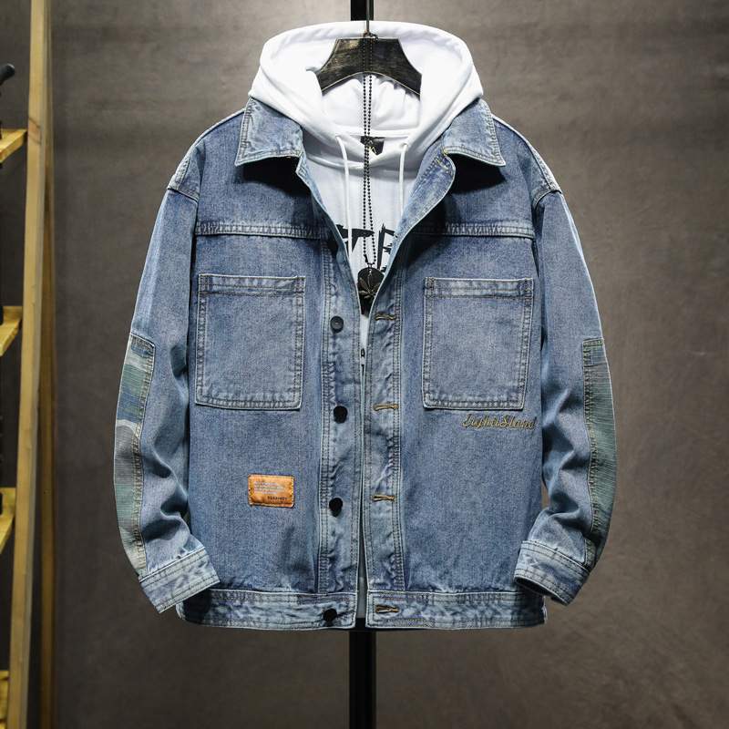 

men's jackets autumn winter denim fashion harajuku patchwork plus size mens coat jean men dropshipping 8t5w, Black;brown