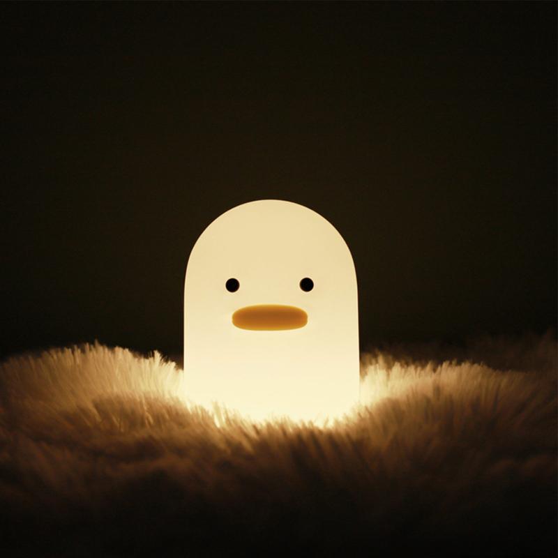 

Night Lights Cute Cartoon Duck LED Light USB Rechargeable Touch Pat Timing Auto Turn Off Bedside Sleep Lamp For Kids Room