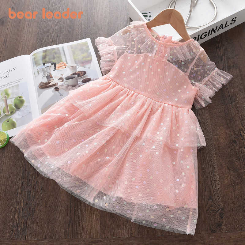 

Bear Leader Baby Girls Princess Sweet Dresses Fashion Kids Girl Summer Voile Vestidos Children Party Dot Costumes For 3-7Y 210708, Ah5395pink
