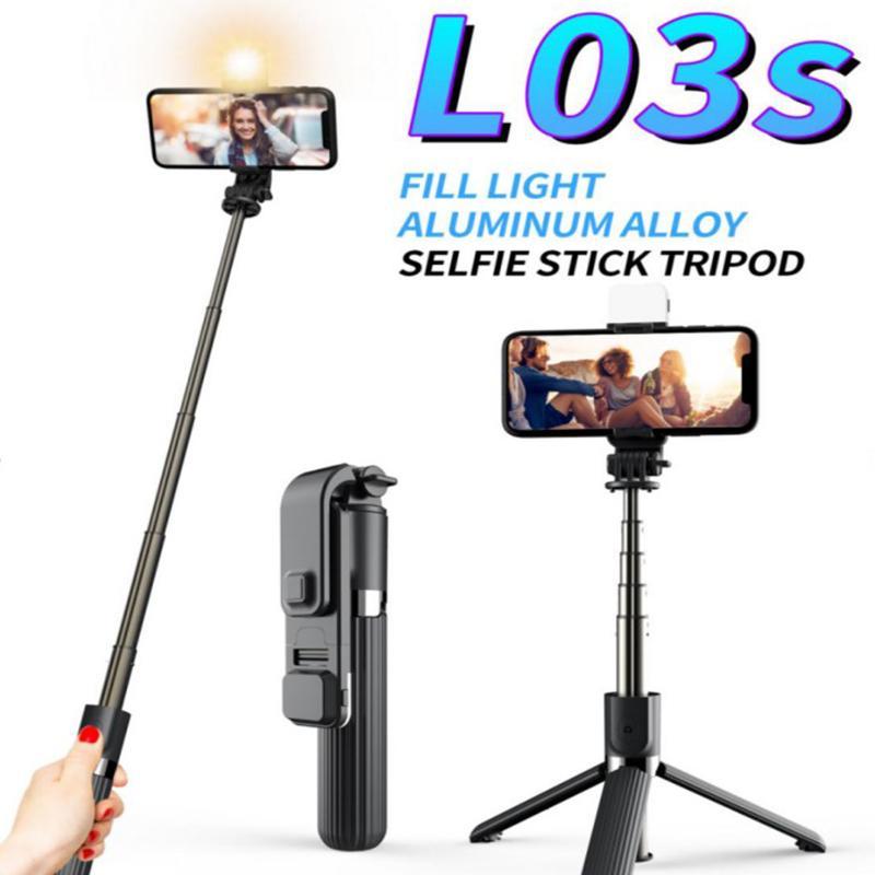 

L03s Bluetooth Selfie Stick With Fill Light Wireless Mobilephone Tripod Stabilizer Multi-function Handheld Live Broadcast Stand Monopods