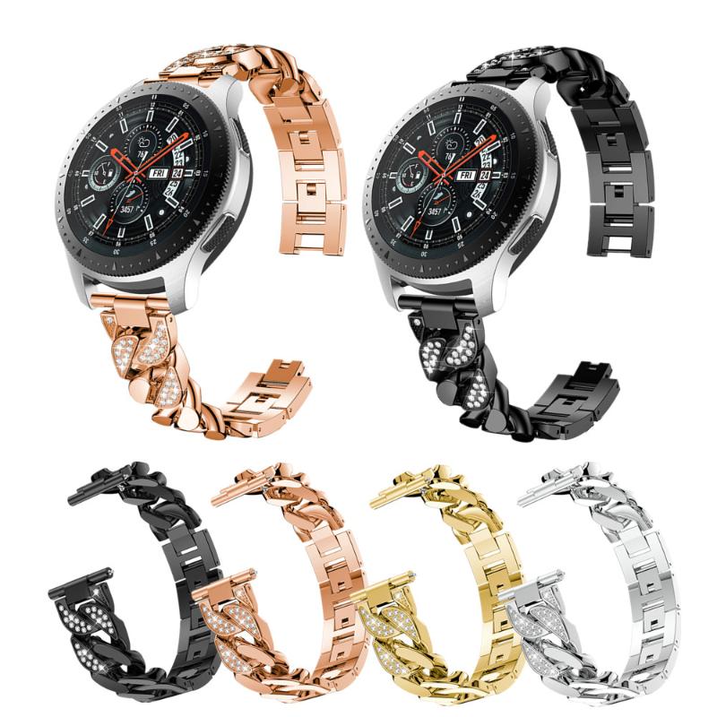 

Watch Bands 20MM/22MM Watchband For Samsung Galaxy 3 41mm/45mm/42mm/46mm/Active 2 Denim Chain Diamond Strap Huawei GT 1 Bracelet