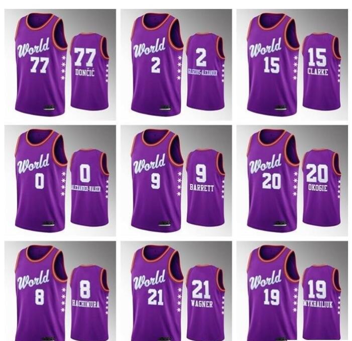 

Men's World Jersey Team RJ Barrett Rui Hachimura Luka Doncic Shai Gilgeous-Alexander 2021 Rising Star Jerseys
