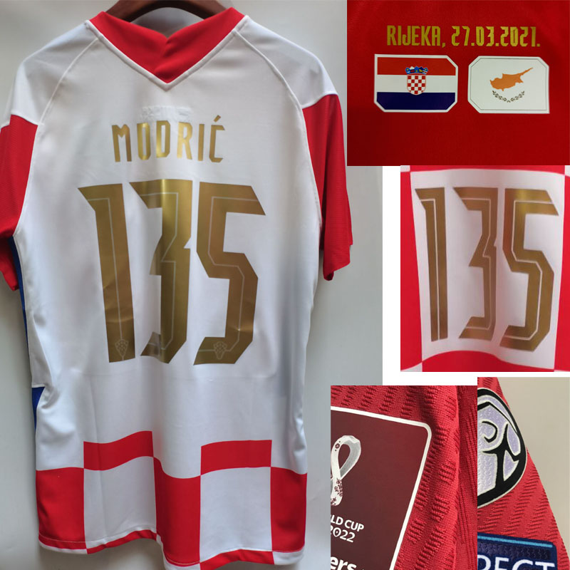 

American College Football Luka Modric 135 Caps Jersey With Match Details Fans Version Maillot