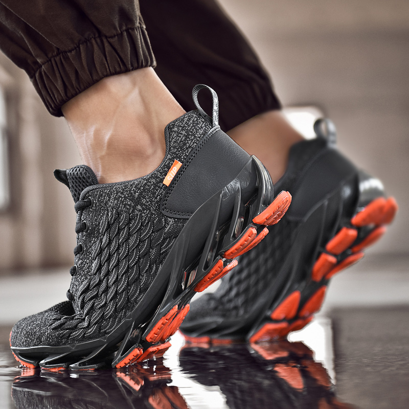 

Men Blade Shoes Autumn Mesh Breathable Sneaker Mens Large Size Casual Shock-Absorbing Runner sport trainer sneakers Trendy, Black