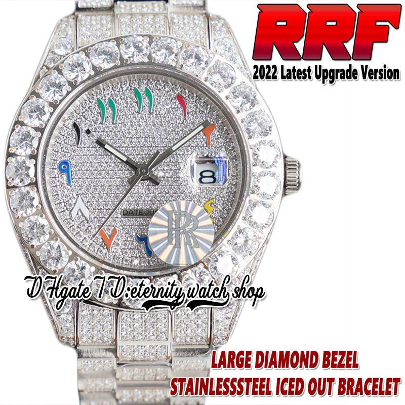 

2022 RRF 126234 126200 Automatic Mechanical 42MM Mens Watch 126334 Paved Diamonds Rainbow Arabic Dial Fully Iced Out Diamond 316L Steel Bracelet Eternity Watches, Watch waterproof cost