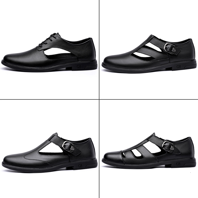 

sandals estilo italiano verÃ£o negÃ³cio vestido sandÃ¡lias homens de couro genuÃ­no sapatos artesanal sandalias tamanho gran pptu, Black