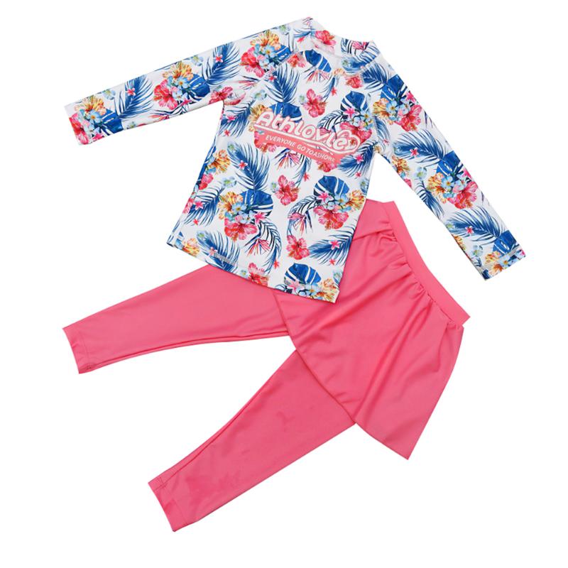 

Clothing Sets 2021 Summer Children'S Swimwear Muslim Girls Long Sleeve Sunscreen Printing+Swimming Trunks Fast Dry Leisure Swimsuit Set, Black