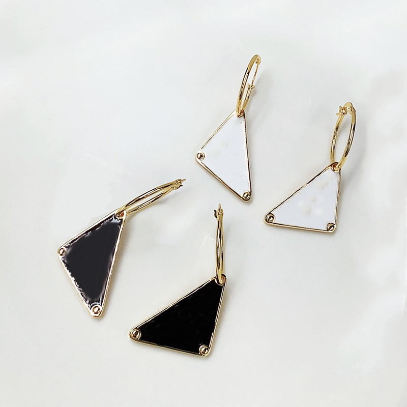 

Designer Earrings Studs Classic Black Triangle Fashion Earring for Women 925 silver needle, Golden;silver