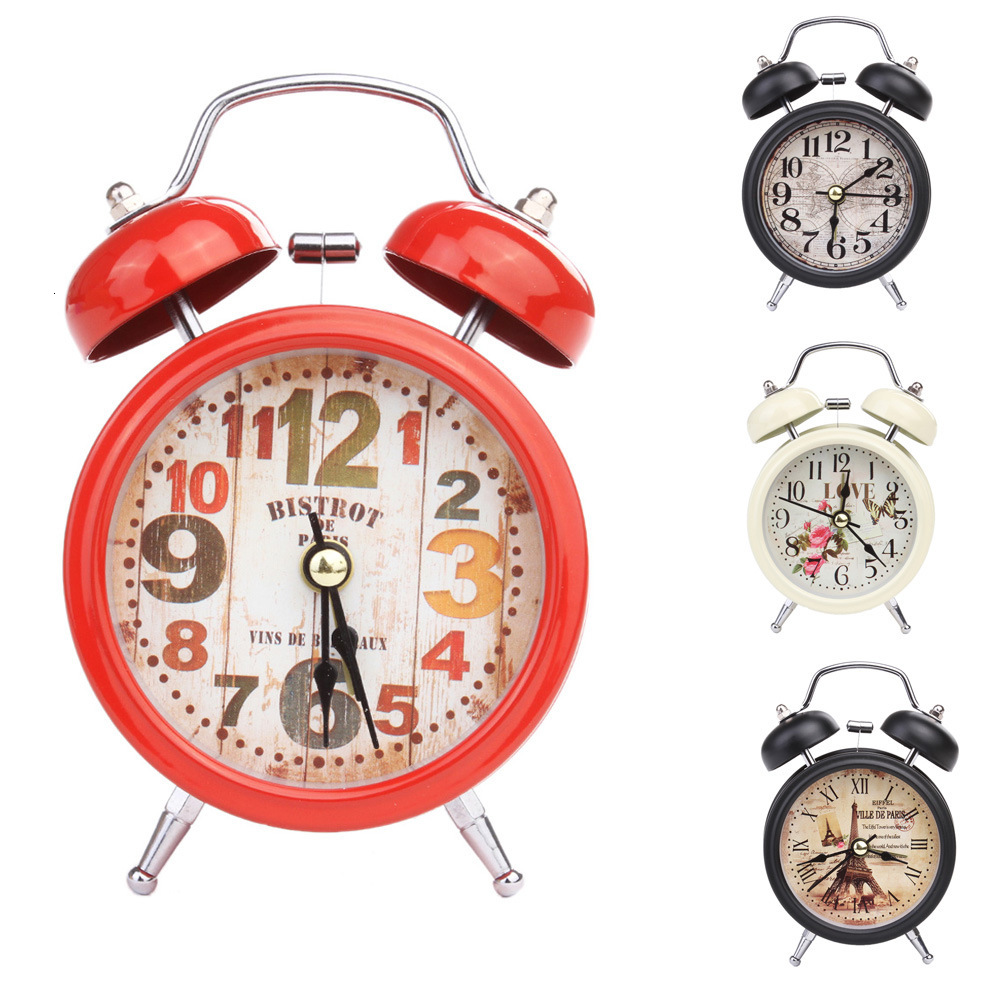 

european style with light in bedroom creative metal alarm clock