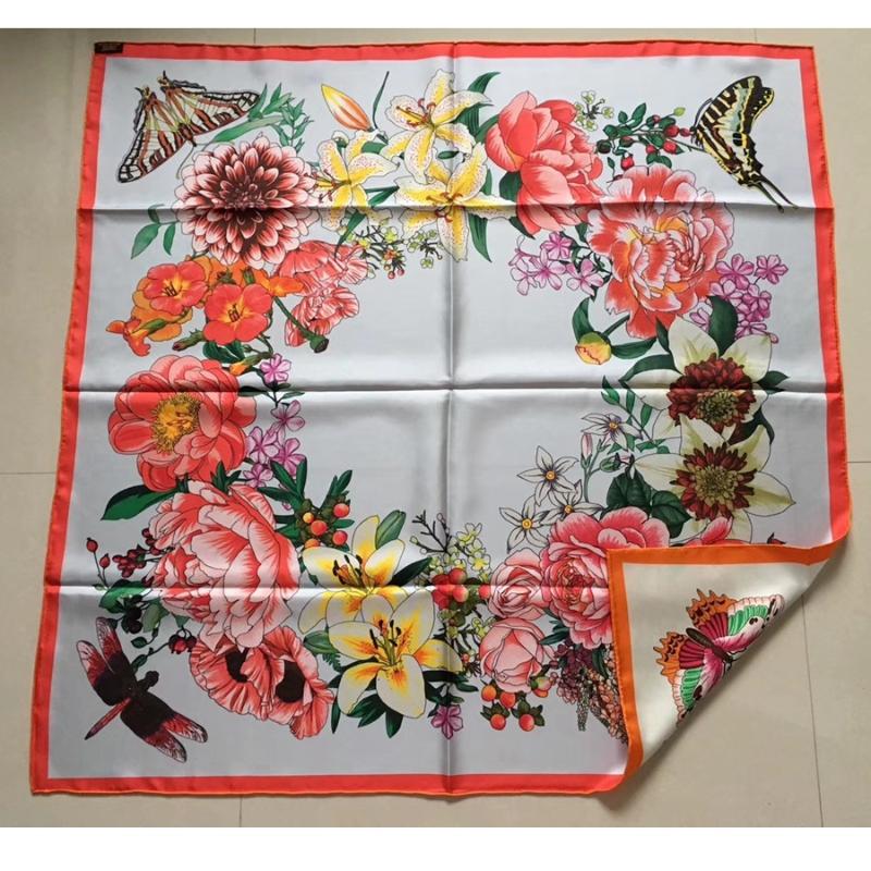 

Scarves Double Side Print 100% Silk Scarf Shawl Women Fashion Head Floral 35"x35"