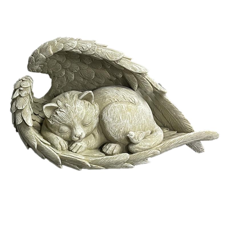 

Garden Decorations Sleeping Angel Sculpture Gift With Wings Pet Memorial Statue Resin Home Dog Cat Decoration Marker Outdoor Puppy
