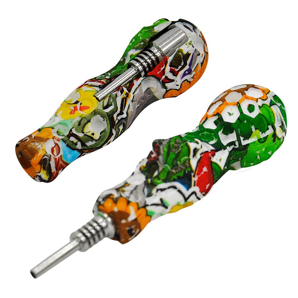 

Silicone pipe Water Transfer Pattern Silica gel Pipes Smoking accessories Stainless Steel Titanium Nail Graffiti Silicones Pipe