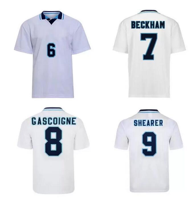 

Retro 1996 soccer jerseys home white vintage football shirts COLE BECKHAM OWEN SINCLAIR HESKEY SCHOLES SHERINGHAM GASCOIGNE