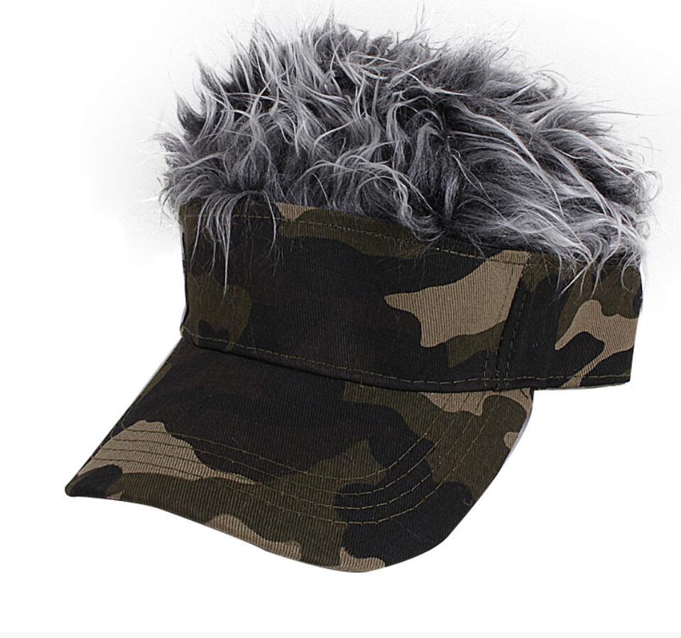 

Wig camouflage baseball cap male ins street trend duck tongue, As pic