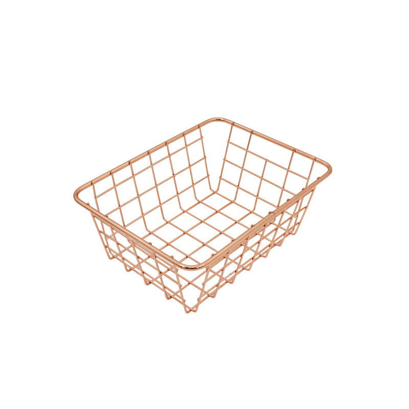 

Nordic rose gold metal electroplating iron storage basket iron wire imitation gold wire