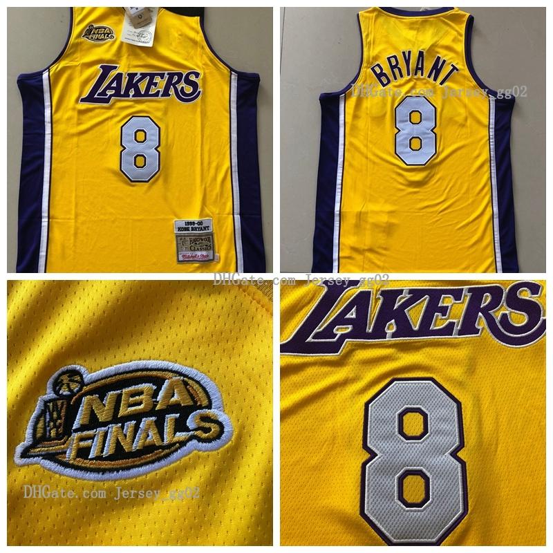 

Los men Angeles Lakers Kobe 8 Bryant nba Yellow jerseys basketball jersey Mitchell & Ness 1999-00 Final champion, Black;red