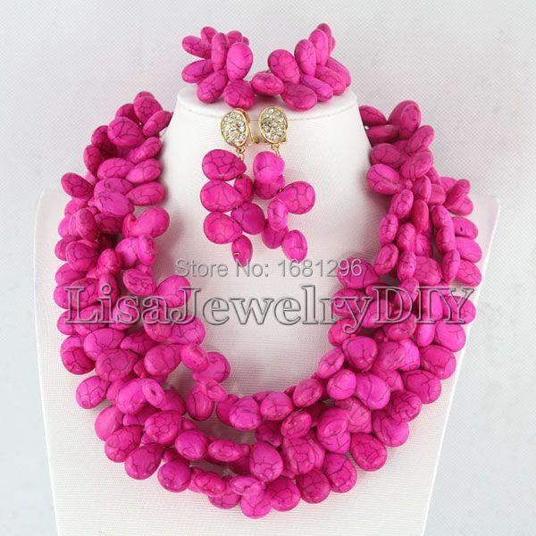 

Earrings & Necklace African 2021 Beads Jewelry Sets Nigerian Wedding HD0658, As pic