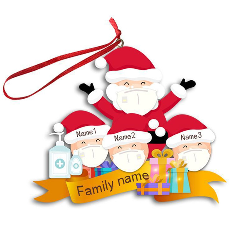 

Family Face Mask of 3 4 5 6 Christmas Ornament Personalized Pandemic Xmas Tree Snowman Hanging Pendents Party Decoration DIY Toys GGE1807