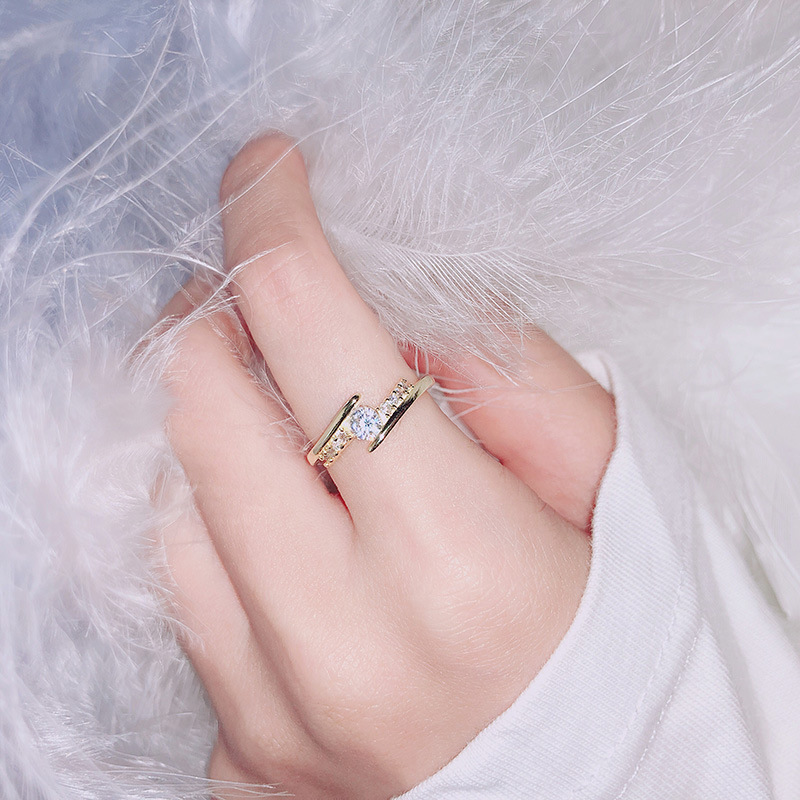 

Fine Jewelry Luxury Wedding Bands for Woman 14K Yellow Gold Office Diamond Rings Filled Womens Engagement Couples