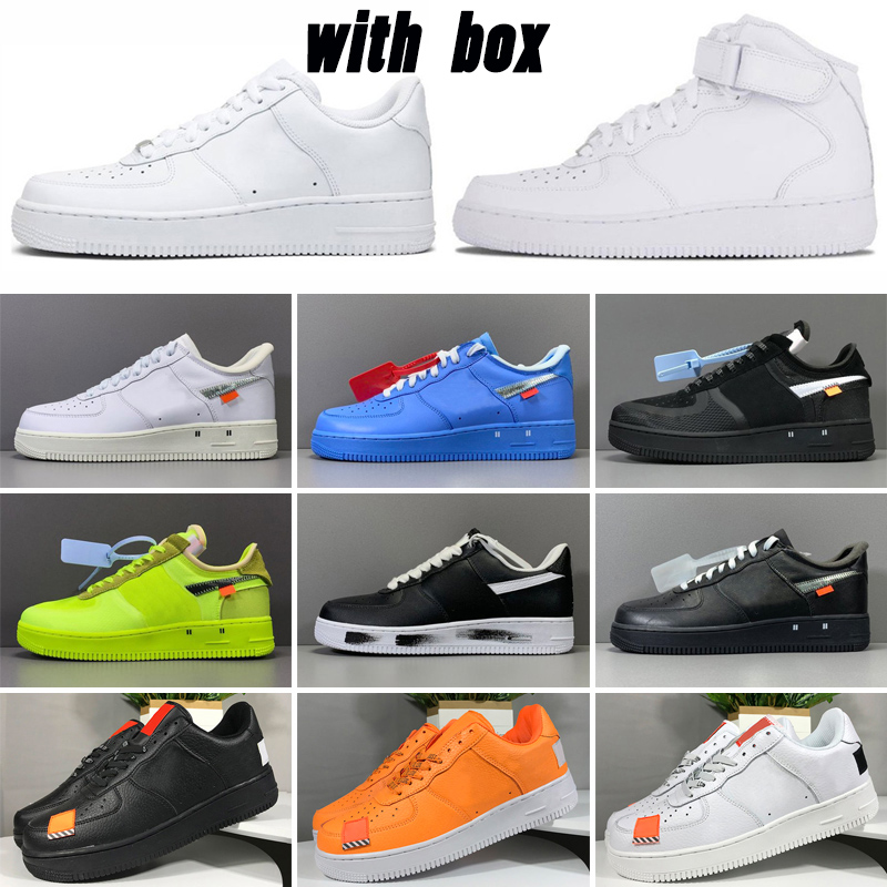 

2021 Designers Outdoor Men Forces Low Skateboard sports Shoes One Unisex 1 Knit Euro High Women All White Black Top Quality trainers Shoe Size 36-46 TT, Color 3