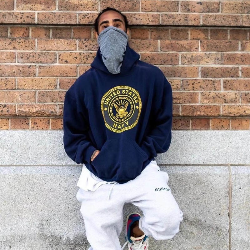 

Men's Hoodies & Sweatshirts Reflector blue kanye reflecting hoodie male and female 1:1, of high quality, sweatshirt with yellow letters YE8U, 1# shoe box