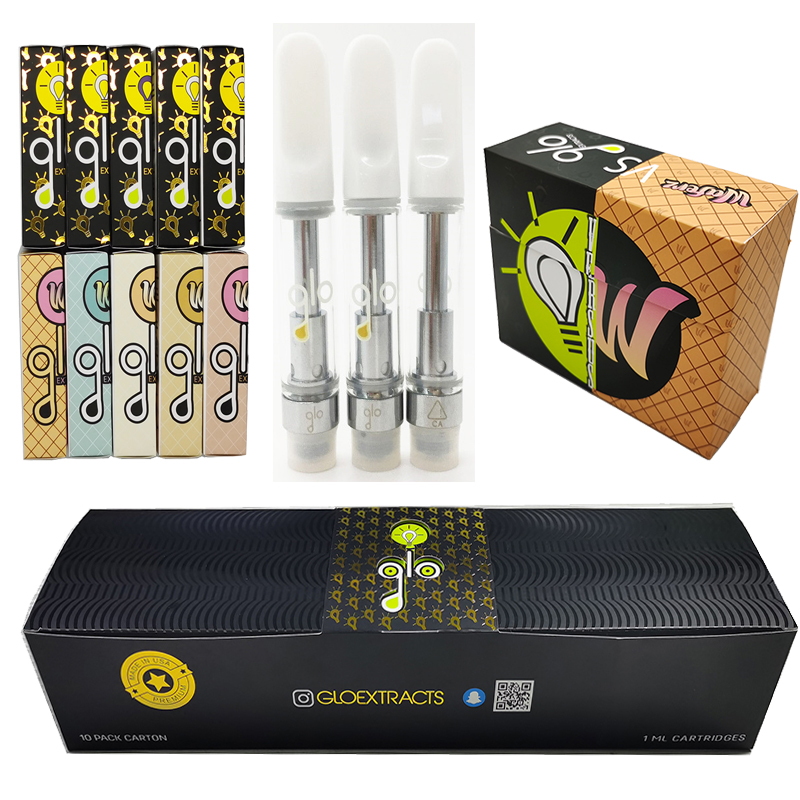 

Glo Waferz Vape Cartridge Packaging 510 Thread Vapes Pen Atomizer E-Cigarettes Vaping Carts 0.8ML 1ML Glass Tank Oil Vaporizer Holographic Paper Box