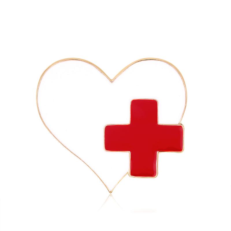 

Pins, Brooches Manufacturers Selling Fashion Cartoon Corsage Pin Joker Woman Love The Drops Of Oil Red Cross Spot, Gray