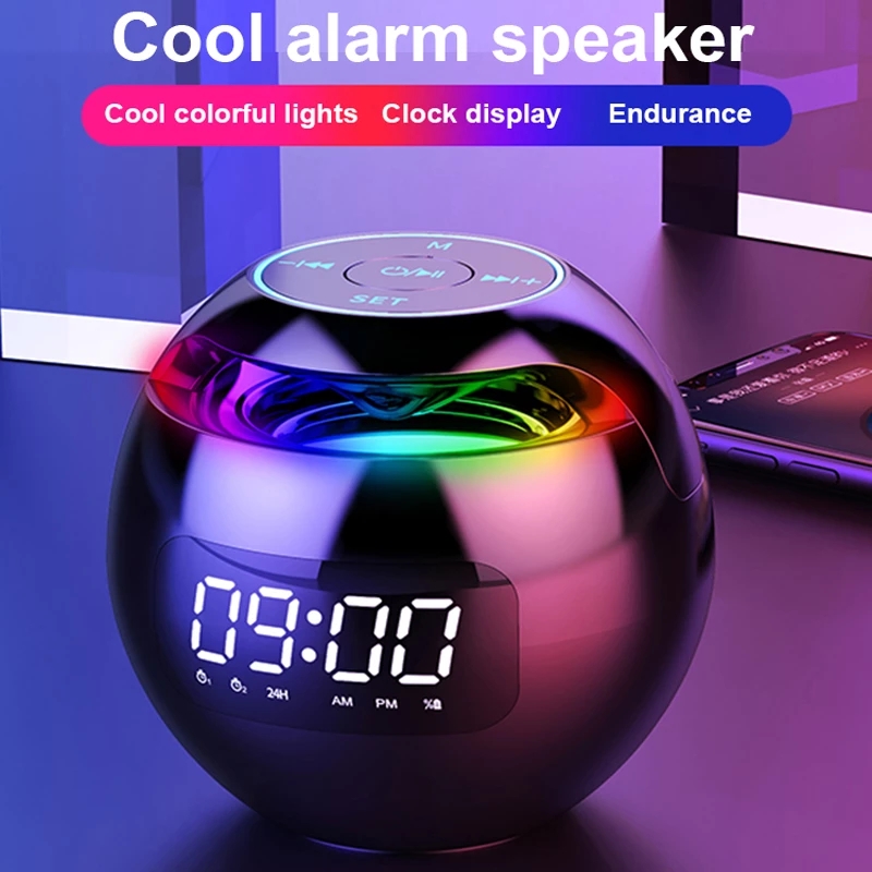 

Mini Speaker Wireless Bluetooth Sound box with LED Display Alarm Clock Hifi TF Card MP3 Music Play