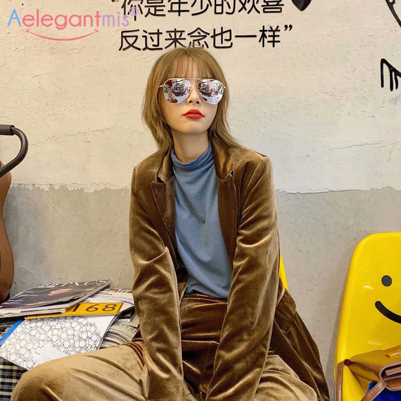 

Aelegantmis Women High Street Casual Blazer Loose Long Work Suit Coat Jacket Office Lady Fashion Pockets Blazers Female Outwear 210607, As shown
