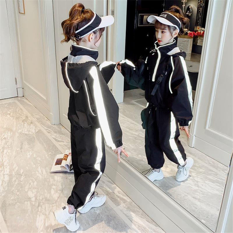 

Clothing Sets Sportsuits Set Kids 2022 TrackSuits Autumn Long Sleeve Stripe Hoodies+Pants Casual Sportswear Suit, White