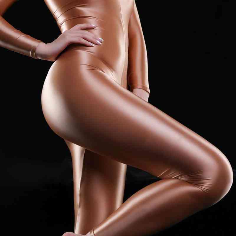 

shiny full body bodysuit oil gloosy double open crotch tight shaping catsuit tight rompers womens jumpsuit, Black;white