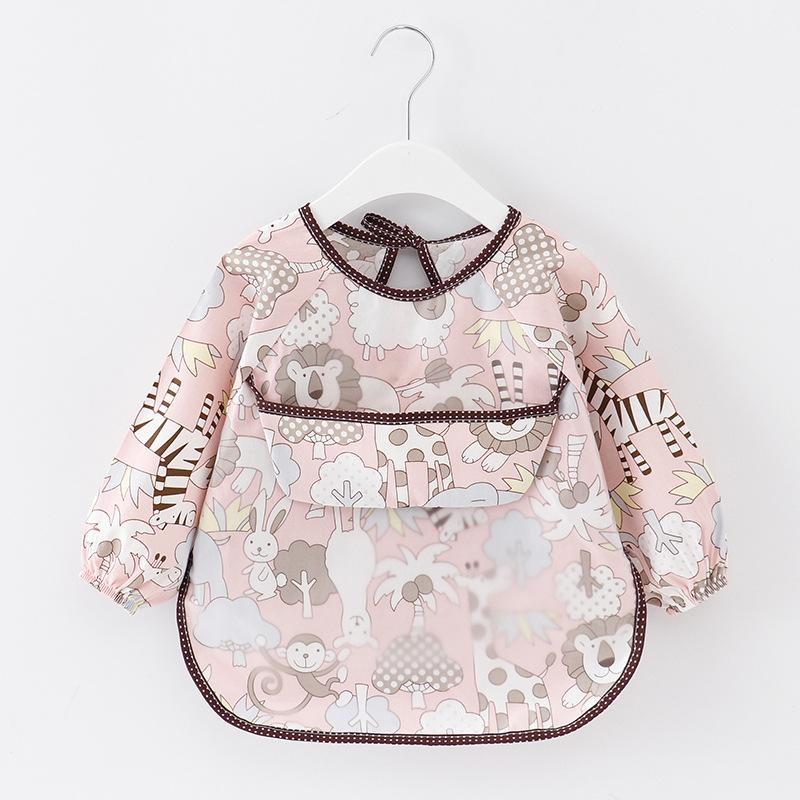 Children&#039;s overalls waterproof long-sleeved anti-wearing baby eating apron cotton kids overalls-image-701028810