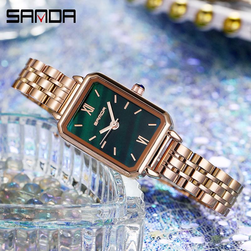 

Wristwatches Sanda Retro Watch Starry Sky Women's Watches Small Steel Dial Waterproof Quartz Wristwatch Fashionble Casual Outdoor, Black surface