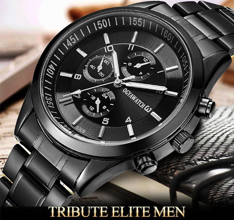 

Wristwatches Mens Watches Black Steel Relogio Masculino Luxury Sports Quartz-Watch Men Male Saati Wristwatch Business Reloj Hombre Hour