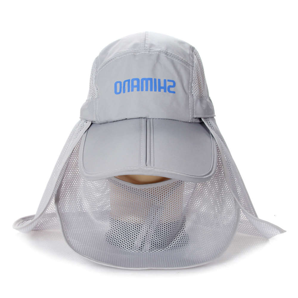 

Sun hat Folding eaves shawl fishing cap wind and mosquito proof multi-functional dismounting mesh sunscreen hat, Blue;gray