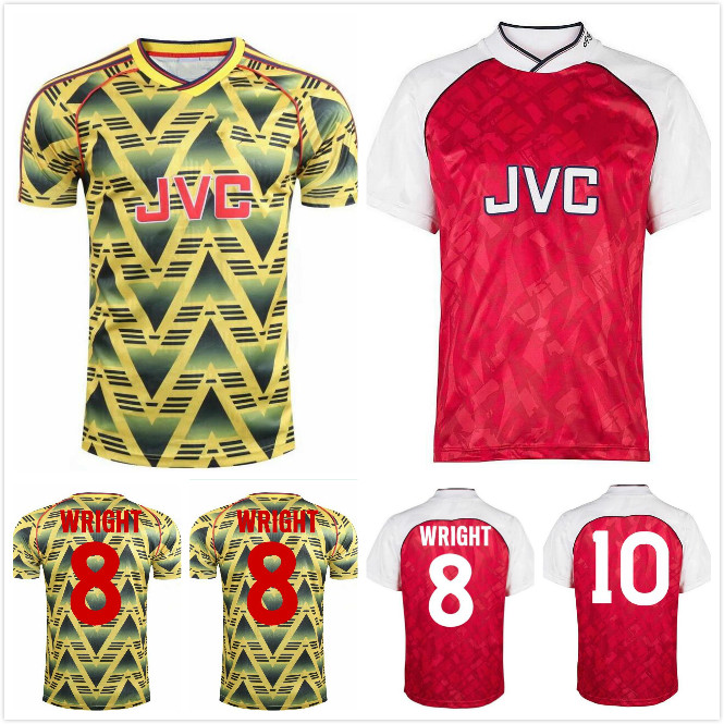 

1990 1991 1992 1993 Ian Wright Tony Adams Cole retro soccer jersey ROCASTLE Dixon Campbell Merson Smith classic vintage football shirt, 90 92 home jersey