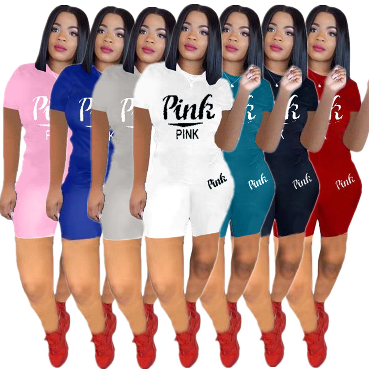 

Summer Women's Two Piece Pants Tracksuit 2 Suit Clothes Letter Print Fashion Casual Sports Set Women, White