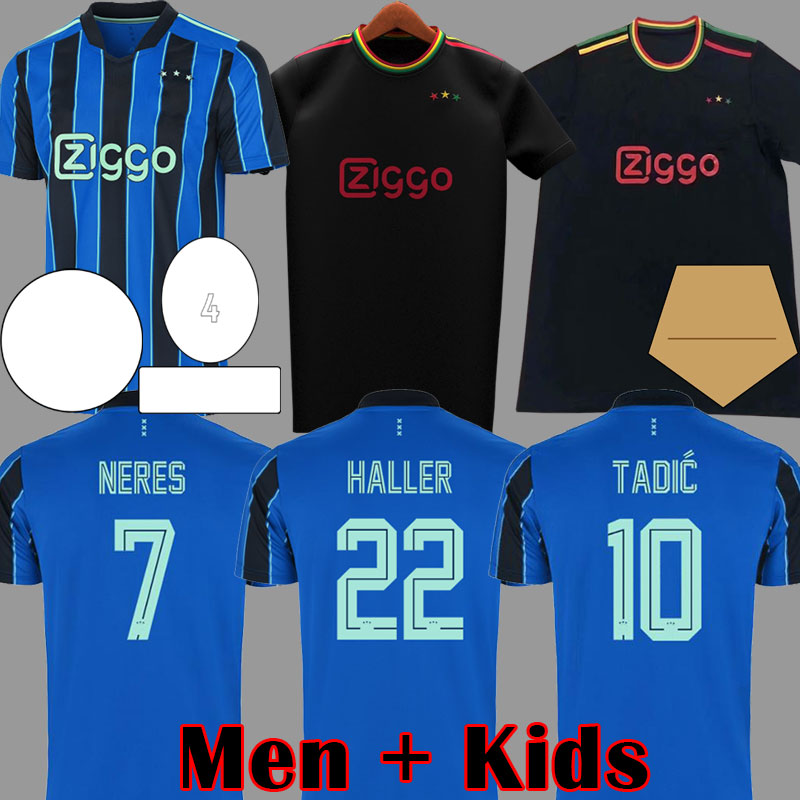 

HALLER 21 22 3rd black blue away amsterdam soccer jerseys blackout 2021 TADIC KLAASSEN TRAORE PROMES NERES CRUYFF men kids kit football shirt uniforms 50th, Kids home