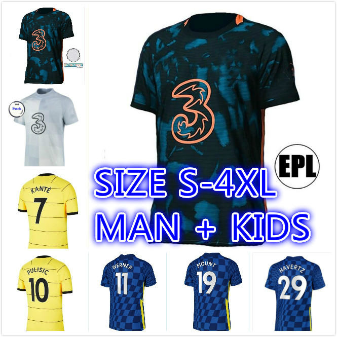 

size:S-4XL CFC soccer jerseys ZIYECH PULISIC MOUNT KANTE HAVERTZ WERNER ABRAHAM CHILWELL GIROUD HUDSON-ODOI 2021 2022 football shirt 21 22 men + kids kit sets uniforms